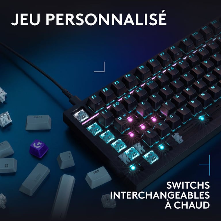 Clavier gaming filaire Logitech G G316 X 75 AZERTY 75% noir RGB hot-swap PBT 8 kHz - Neuf