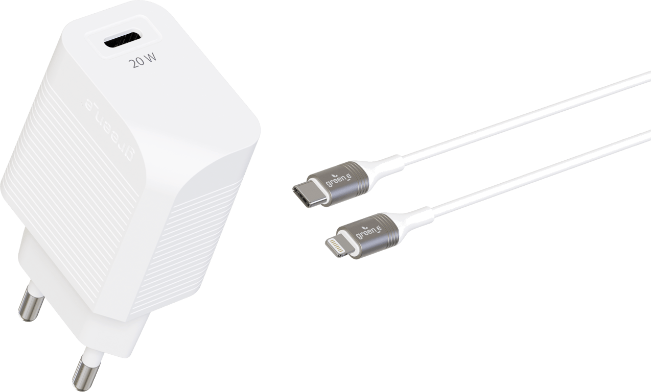 GREEN E - Kit de charge Ecoconçu 20W pour iPhone 12 (Chargeur Lightning  vers USB-C +
