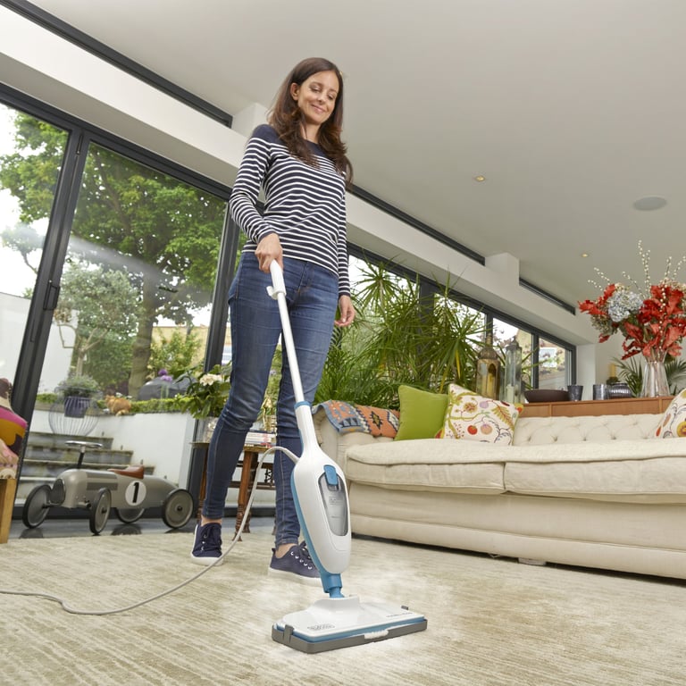 +DECKER Balai Vapeur avec Nettoyeur à Main et 5 Accessoires Multifonctions Temps de Chauffe 25 sec Tête Pivotante 180° Réservoir 350 ml Nettoyage Parfait FSMH13E5 QS - vue 8