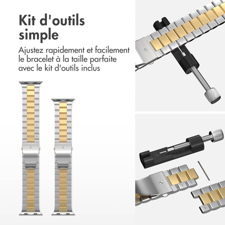imoshion Bracelet en acier pour Apple Watch Series 1 á 10 / SE / Ultra 2 44454649 mm Dorée Neuf - vue 8