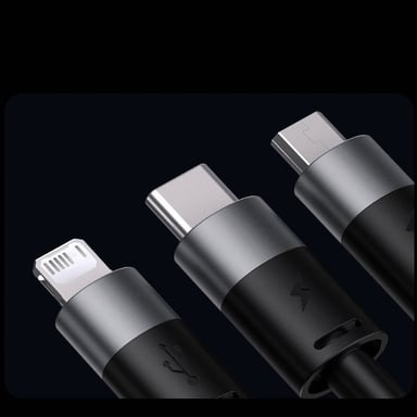 Baseus SUP0002696 câble USB USB 3.2 Gen 1 (3.1 Gen 1) 1,2 m USB A USB C/Micro USB-A/Lightning Noir