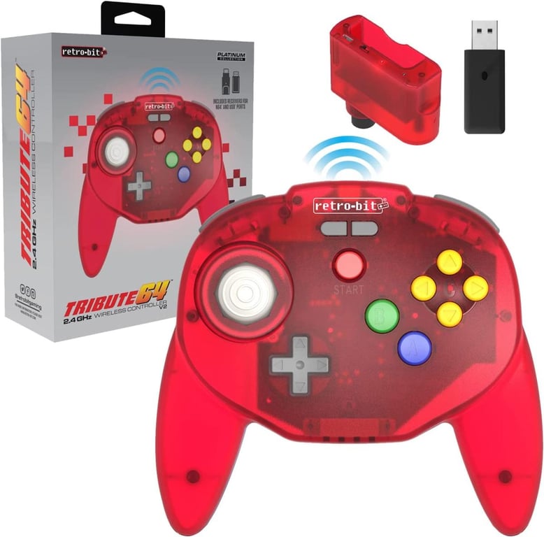 Rétrogaming Retro Bit Tribute64 2.4GHz Mantte sans Fil pour Nintendo 64SwitchPCMac Clear - vue 8