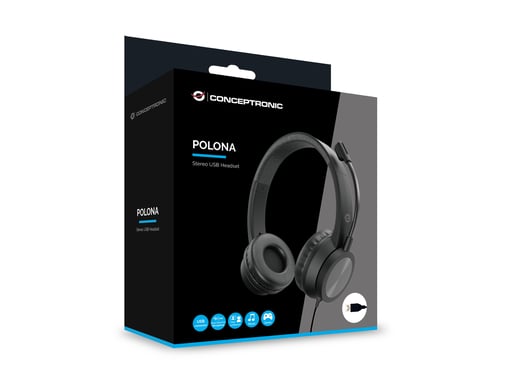 Conceptronic POLONA05B auricular y casco Auriculares Alámbrico Diadema Llamadas/Música USB tipo A Negro
