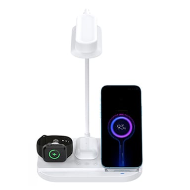 Elight T8 Lámpara de escritorio flexible de 5W con soporte para cargador inalámbrico de 15W para teléfono/reloj/auriculares blanco