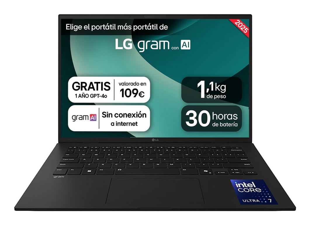 Ordinateur Portable LG 14ZD90T G.AX78B 14 intel core ultra 7 RAM 1 TB SSD Espagnol Qwerty - vue 2
