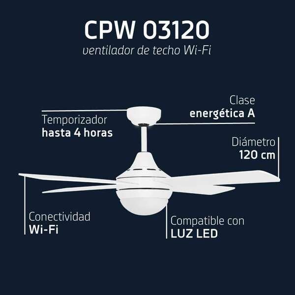 Orbegozo CPW 04132 Ventilateur de Plafond Intelligent Contrôle WiFi et Télécommande 3 Vitesse Neuf - vue 3