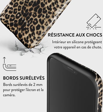 Burga Tapa trasera para iPhone 12 Tough Motifs Player Léopard
