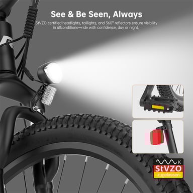 Vélo Électrique Foride Xtremer 2, Moteur 250W, Batterie 36V 15.6Ah, Pneus 27.5''X2.35'', Autonomie 120 km, Transmission Shimano 24 vitesses, Frein à disque hydraulique, Convient aux déplacements quotidiens