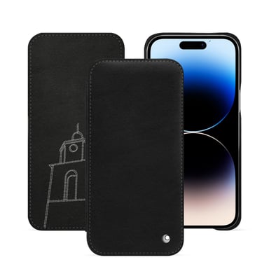 Housse cuir Apple iPhone 15 Pro Max -  - Noir - Cuir lisse premium