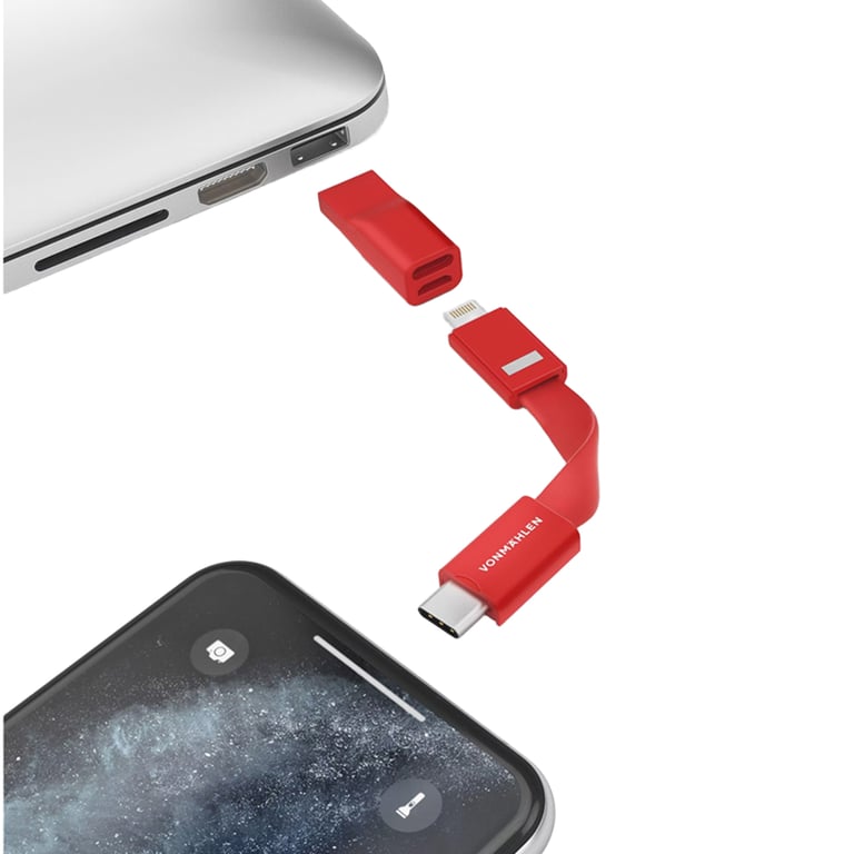 Câble High Five USB A+C / microUSB & USB C & Lightning 2. 7cm Format Porte clés FastCharge Allroundo® Neuf - vue 3