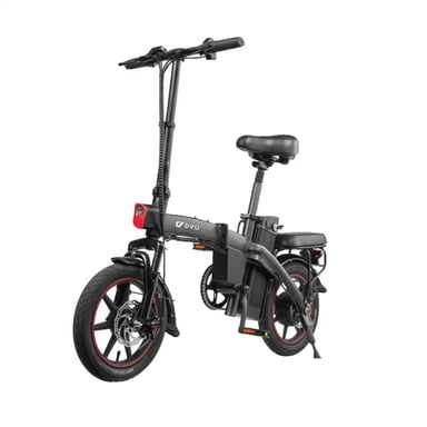 Bicicletta Elettrica DYU A5 | Velocità Massima 25 km/h | Autonomia 60 km | Motore 250W | Batteria 48V 7.5Ah | Pnei da 14 PolliciT | Nero