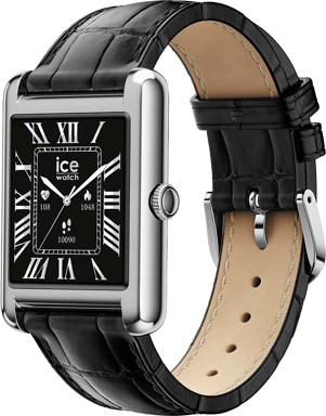 Montre ICE SMART TK 2.0 Rectangulaire avec Bracelet Cuir Argent Croco Noir Ice Watch