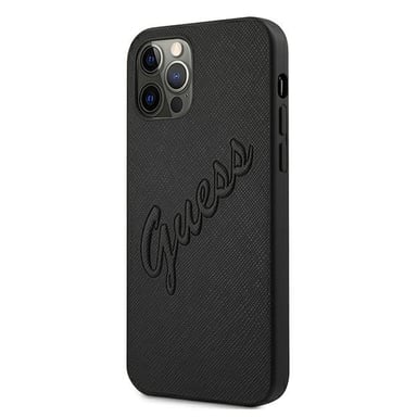 Funda Guess para iPhone 12 Pro Max 6.7'' Negro Saffiano Vintage Script