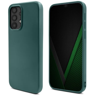 Mode de vie Moozy. Coque en silicone pour Samsung A32 5G, vert foncé – Coque légère en silicone liquide avec finition mate et doublure en microfibre douce, coque en silicone de qualité supérieure