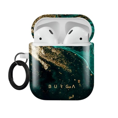 Burga Carcasa para AirPods 2 y AirPods 1 Antigolpes + anillo Verde abeto