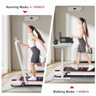 Tapis roulant Q2 Pro con corrimano, velocità 1-10 km/h - Rosa