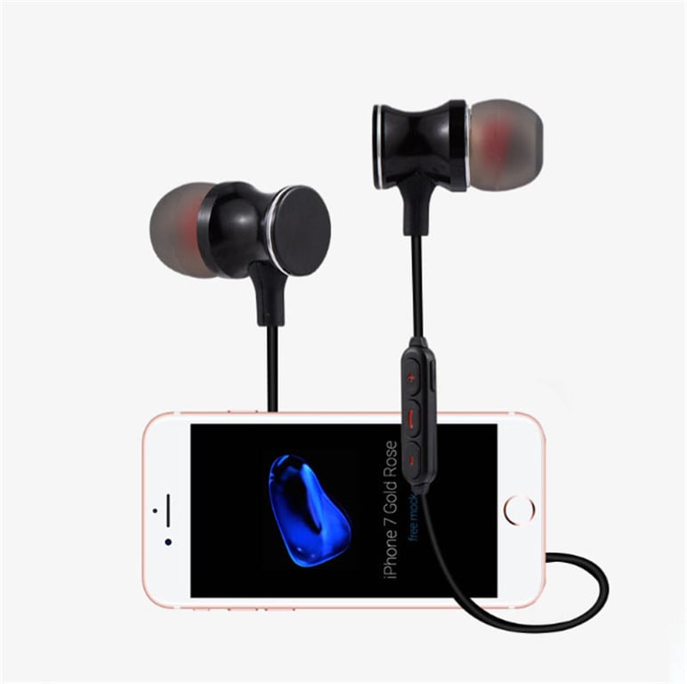 Ecouteurs Bluetooth Metal avec Telecommande pour Smartphone Sans Fil Bouton Son Kit Main Libre INTRA-AURICULAIRE Universel (ROSE)