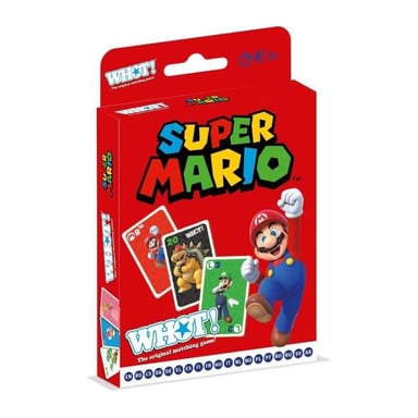 Jeu de cartes familial WINNING MOVES WHOT! Super Mario - cartes glossy, personnages, 6+ Rouge