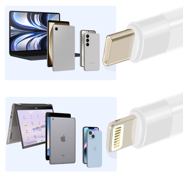 Câble de Charge et Synchronisation USB C vers Lightning et USB C Neuf - vue 2