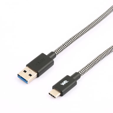WE Cavo da USB-C a USB intrecciato da 1 m per Samsung S8/S9/S10, MacBook Pro, Google Pixel/Chromebook, Huawei P20/P30 Xiaomi - nero