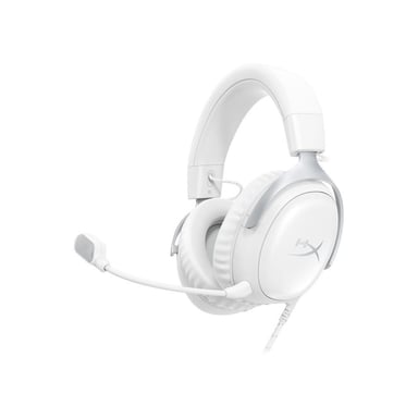 Casque gaming filaire HyperX Cloud III Micro amovible 10 mm Anti-bruit Haut-parleurs 53 mm orientés Blanc
