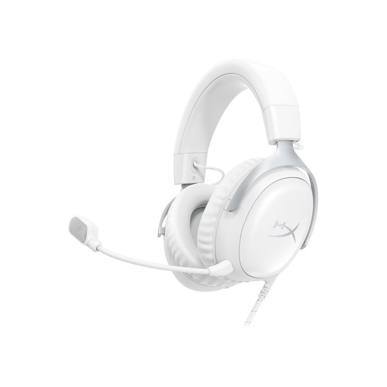 Casque gaming filaire HyperX Cloud III Micro amovible 10 mm Anti-bruit Haut-parleurs 53 mm orientés Blanc - Neuf