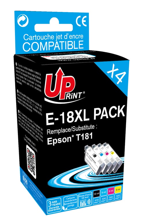 Pack UPrint 4 cartouches compatible EPSON T18XL Neuf
