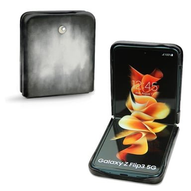 Coque cuir Samsung Galaxy Z Flip3 -  - Gris - Cuir patine