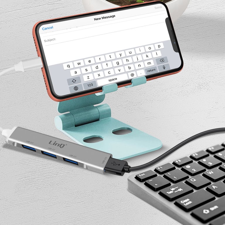 Adaptateur Hub USB C vers 4x Ports USB Transmission Ultra Rapide Compact LinQ Neuf - vue 3