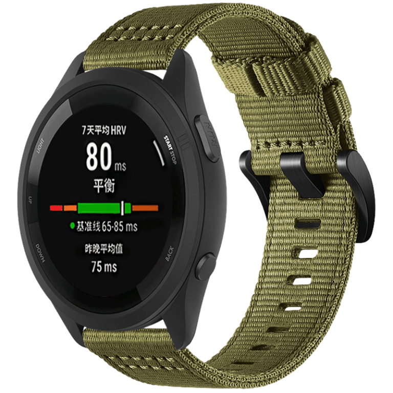 Bracelet de montre en nylon pour Garmin Forerunner 255/265/245 Smartwatch Green S - Neuf