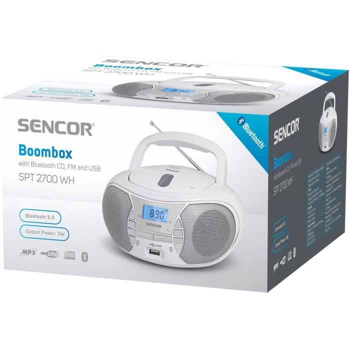 Lecteur Radio CD SENCOR SPT 2700 WH – Bluetooth 5.0, 3W, Tuner FM - vue 3