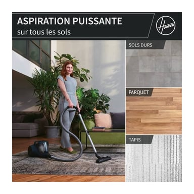 Aspirateur traineau sans sac - HOOVER - HP110HM - 700 W - 78 dBA - 2 L - Bleu