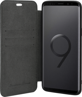Ferrari Heritage Portofino Coque clapet en cuir véritable pour Samsung Galaxy S9, Noir