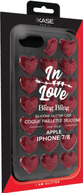 Custodia Bling Bling In Love Glitter per Apple iPhone 7/8/SE 2020, rosso