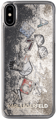 Funda Karl Lagerfeld Iconic Bling Bling Glitter para Apple iPhone XS Max, Dorada