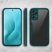Moozy Coque 360 pour Samsung A53 5G - Coque transparente à bord vert, protection intégrale double face, coque avec protecteur d'écran intégré
