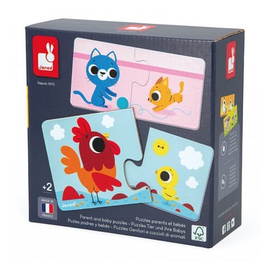 Puzzles educativos de 2 piezas : Animales de granja para padres e hijos
