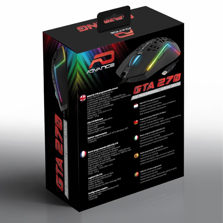 GTA 270 Ratón Gamer 12000 DPI LED RGB Gaming Programable