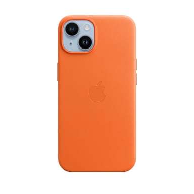 Coque en cuir avec MagSafe pour iPhone 14 Orange
