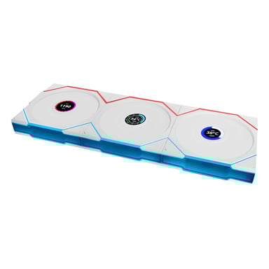LIAN LI UNI FAN TL Ss fil LCD ARGB+Contrôl.-3x120mm-Blanc