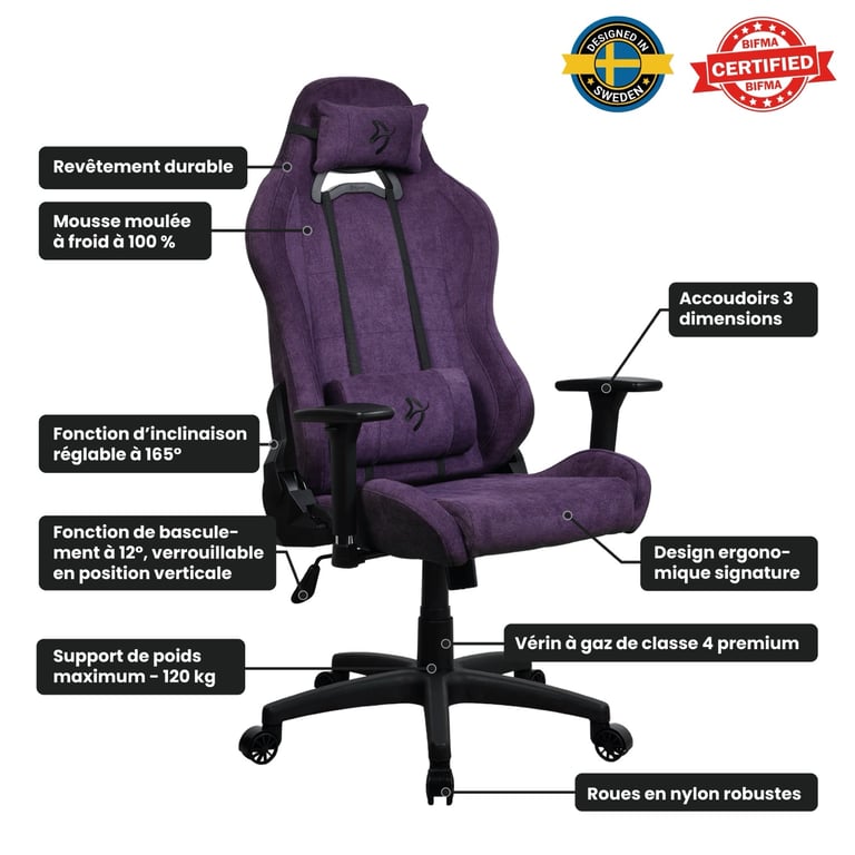 Chaise Ergonomique AROZZI Torretta Premium SoftFabric™ Accoudoirs 3D Poids max 120 kg - vue 3