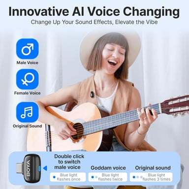 Boya Mini-12 – Micro sans fil 5g, réduction de bruit, USB-C/Lightning.