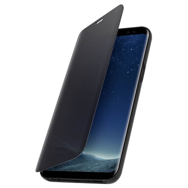 Funda Libro Efecto Espejo Negra Samsung Galaxy S8 Plus Tapa translúcida Soporte