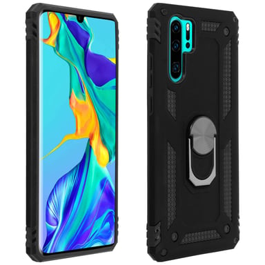 Coque pour Huawei P30 Pro Bi matière Rigide Souple Bague Support Vidéo Noir