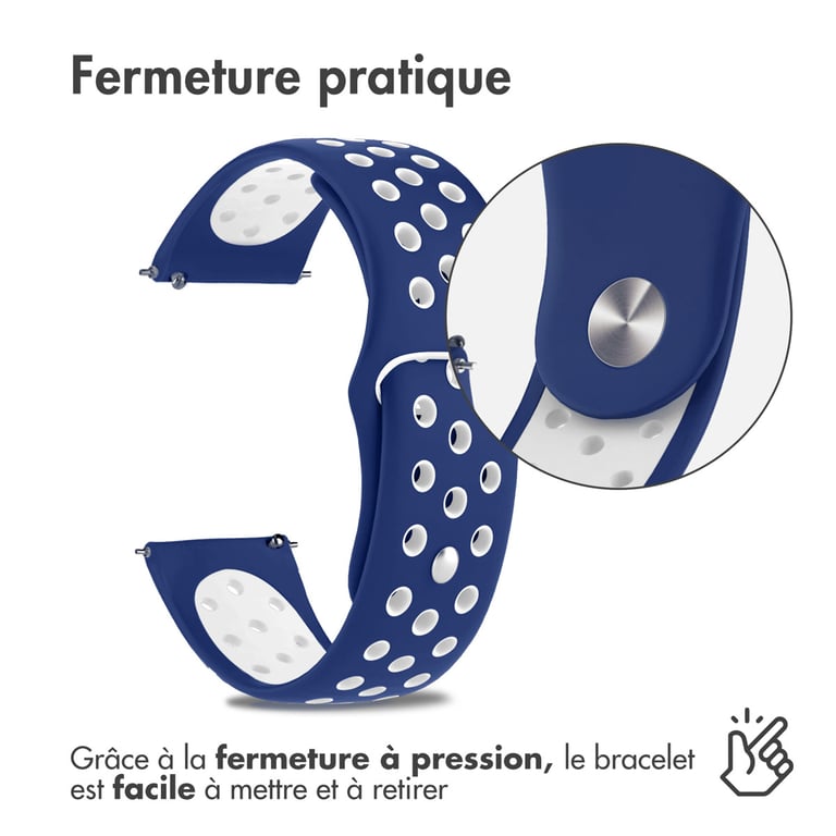 imoshion Bracelet sport en silicone - Connexion universelle 18 mm - Blue & White - Neuf