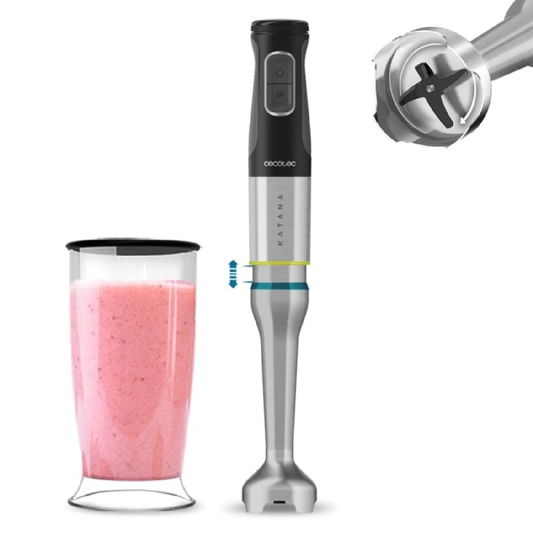 Cecotec Katana TotalDestroy 1500XL DK Hand Blender 21 vitesses et Turbo 4 lames en capot anti éclaboussures pied extra long gobelet de 800 ml avec couvercle. - vue 2