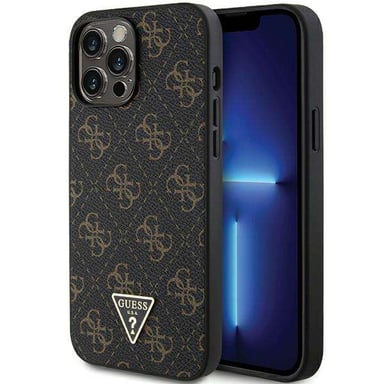 Custodia Guess per iPhone 14 Pro 6,1'' nero Custodia rigida 4G Triangolo Logo in metallo