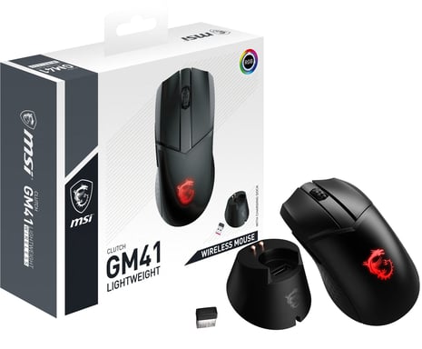 Ratón inalámbrico gamer MSI Clutch GM41 Lightweight RGB (Negro)