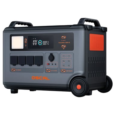 Stazione di alimentazione portatile Oscal PowerMax 3600SE, batteria LiFePO4 da 3600 Wh, uscita a onda sinusoidale pura da 3600 W, potenza di picco di 4500 W, ricarica rapida, generatore solare.