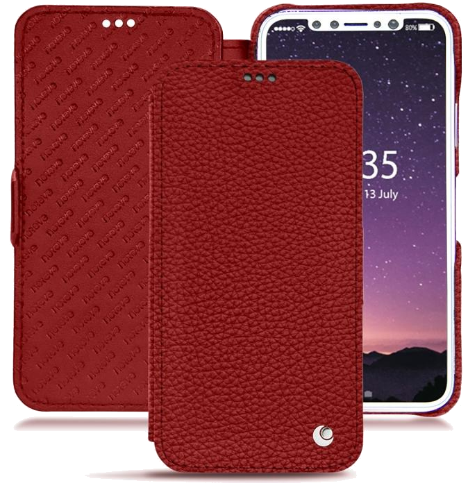 Housse cuir Apple iPhone X - Rabat horizontalRouge
